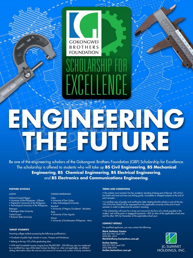 Gokongwei Brothers Foundation Scholarship for Excellence